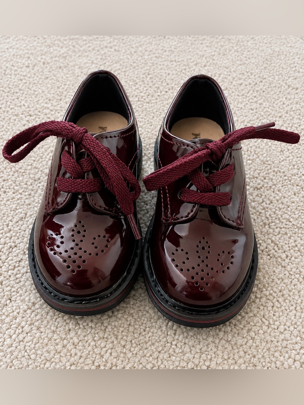 Zara Baby Burgundy Patent Leather Oxford Loafers Toddler Size 21 US 5.5 Infant